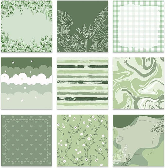 Aesthetic Sticky Notes Gifts, 9 Pack Green Aesthetic Notepads 3x3 Inch Gifts for Coworkers Students, Pastel Green Memo Pads Office School Supplies for Men Women (450 Sheets)