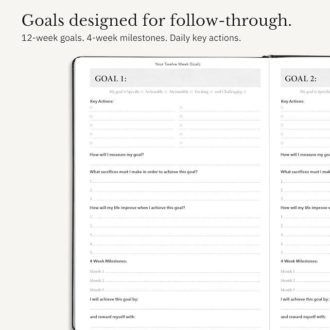 The Phoenix Planner - Best Daily Calendar and Agenda for Goal Setting, Boost Happiness and Productivity - Gratitude Journal, Habit Tracker, Quarterly Business Planner - 6 Months, Undated (Charcoal)