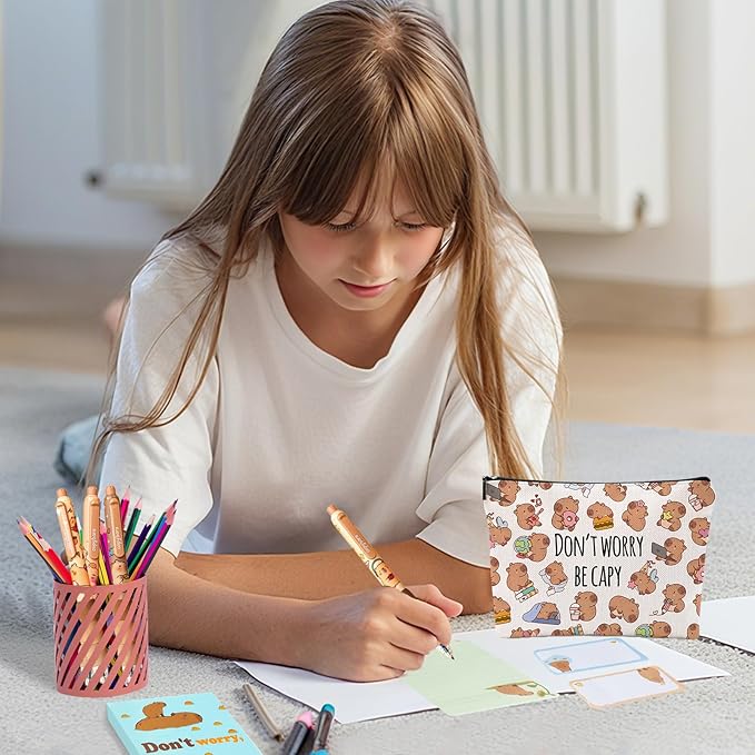 Capybara Gifts, Cute Capybara Stationery Set, Kawaii Sticky Notes Kit, 4 Erasable Gel Pens, Girls Christmas Gifts Back to School Supplies Office Small Gift for Women Birthday