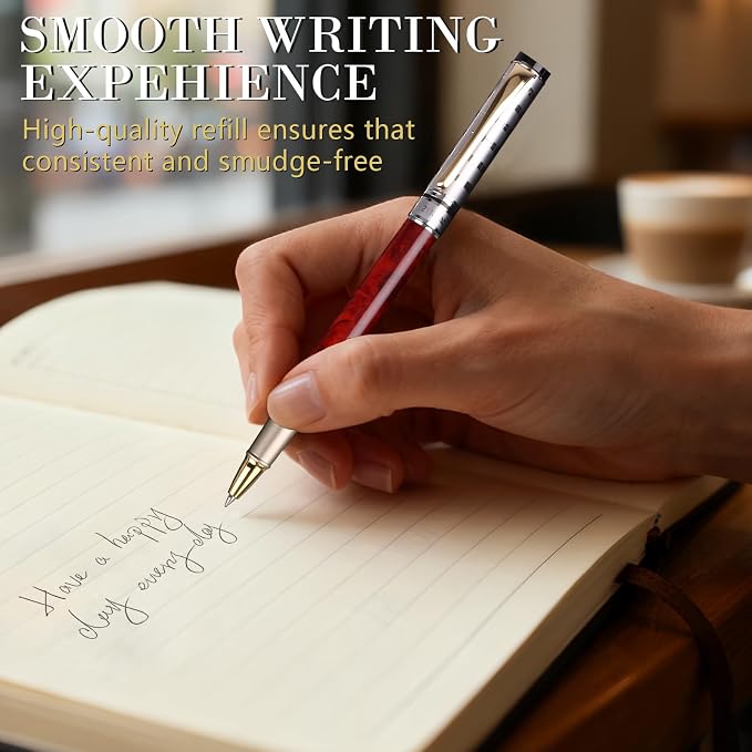 Luxury Gel Ballpoint Pens,Personalized Black Ink Pen Set with 2 Pcs Extras Replaceable Metal Refills, Ultra-Smooth Writing Experience, Perfect for Gifts,Business,Office