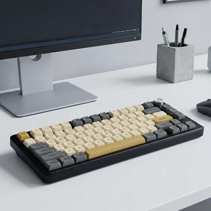 121 Keys PBT Dye Sublimation Keycaps, Grey Beige Minimalist Keycap Set, Warm Tone XDA Profile Custom Keycaps for Mechanical Keyboard 60% 65% 75% 100% Cherry MX Switches
