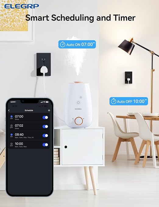 ELEGRP Smart in-Wall Outlet, 2.4GHz Wi-Fi Smart Receptacle Compatible with Alexa and Google Assistant, Tamper Resistant, 2 Individually Controlled Outlets, No Hub Required, UL Listed, Black, 2 Pack