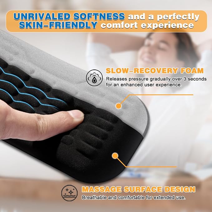 UnivoColors Memory Foam Keyboard Wrist Rest,Latest 3.0 Wave Curve Design,High-Resilience Memory Foam Non-Slip Base,Fits Compact Keyboards,Ideal for Work and Gaming(Navy)