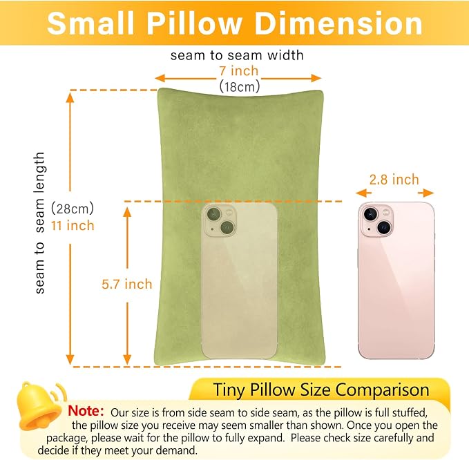 1 MIDDLE ONE 2 Pack Small Pillow, Memory Foam Mini Pillow 11 X 7 Inches for Travel, Sleeping, Nap and Neck, Knee, Lumbar Support, Tiny Cushion for Pet, Dogs (Sage Green)