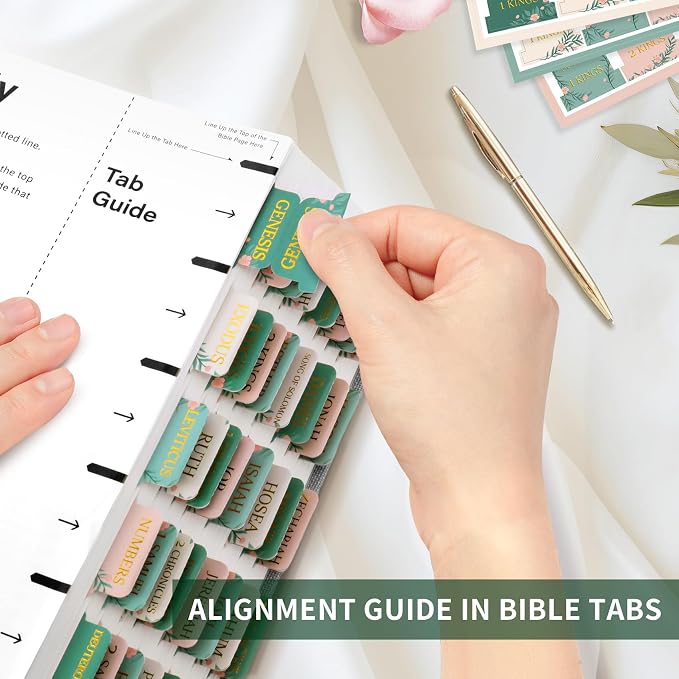 Bible Tabs for Women & Men, Bible Tabs for Study Bible, Large Print Bible Tabs for Easy Navigation, Bible Index Tabs, 66 Tabs Old & New Testament, Extra 9 Blank Tabs - Cottage Floral