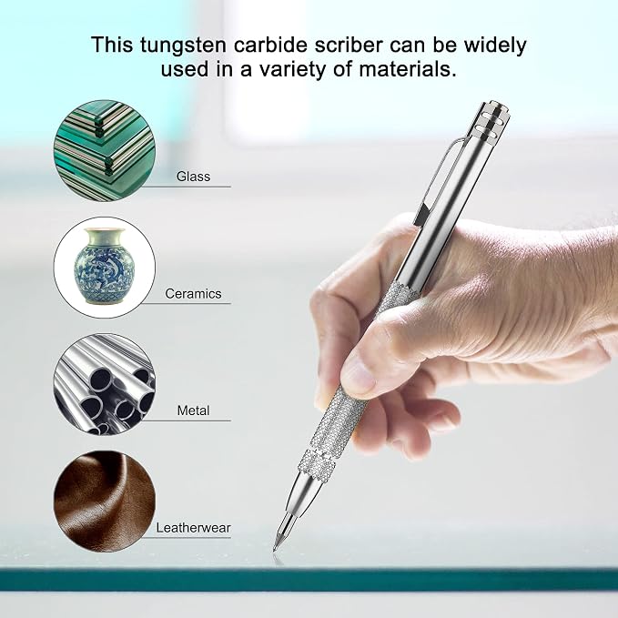 Glieskir 4 Pack Tungsten Carbide Scriber Tool Set with Magnet - Professional Metal Engraving Pen, Extra 20 Carbide Replacement Tips - Ultimate Scribing Tools for Glass/Ceramics/Sheet Metal Marking