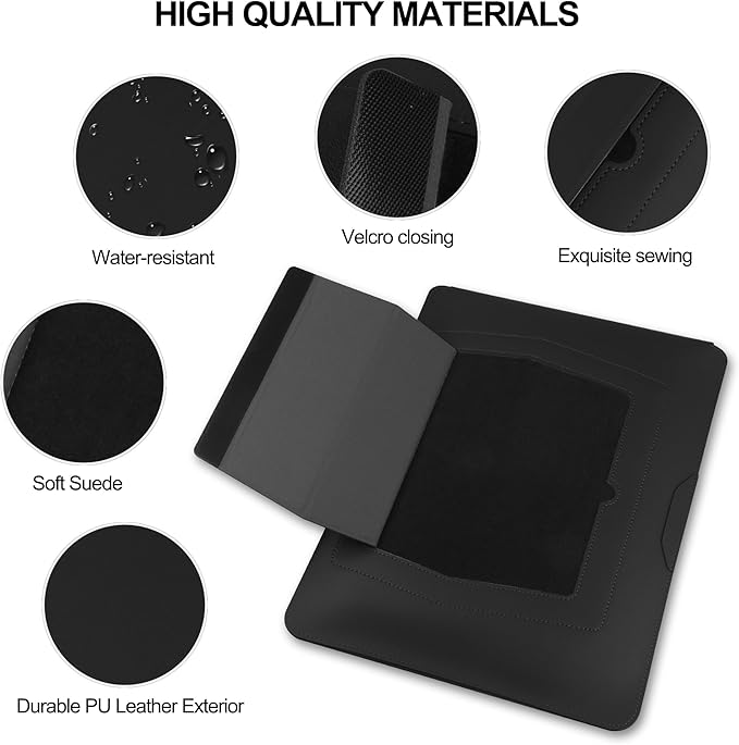 HoYiXi 15.6" Laptop Sleeve-Compatible with MacBook Pro 16/15.4'' MacBook Pro 15, Mac Air 15 - Waterproof Soft 15 16 inch pc case for HP, Dell, 15 inch Laptop Sleeve case,Black