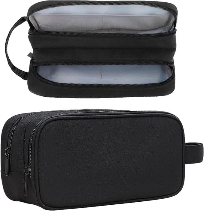 Teskyer Cable Organizer Bag, Travel Electronics Accessories Organiser, Protable Tech Pouch for Phone Chargers, Cables, Flash Drive, Power Bank, Hard Drive, Black, 23.5 x 12 x 9 cm, Double-Layer Cable