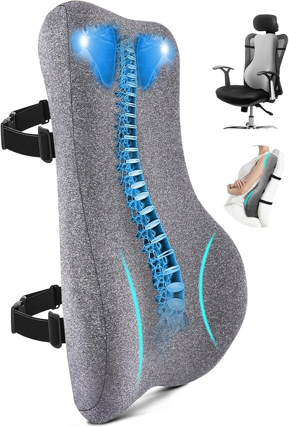 Back Support for Office Chair, 24" Full Back Memory Foam Cushion | No Forward Push Design • Lumbar & Back Pain Relief • Extended Upper Back & Neck Comfort • Dual Adjustable Straps