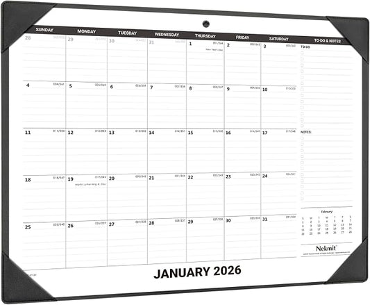 Nekmit Large Desk Calendar 2026 with Desk Protecting Pad, Runs from Jan 2026 - Jun 2027, Office Supplies 21" x 16 1/2" Desktop Calendar for Life Planning or Organizing