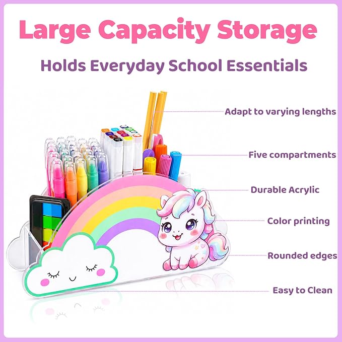 Desk Organizer Art Supply Organizer Unicorn Pencil Holder Gifts for Kids | Marker & Crayon Organizer for Desk Caddy for Classroom Homeschool Supplies with Unicorn Gift for Girls