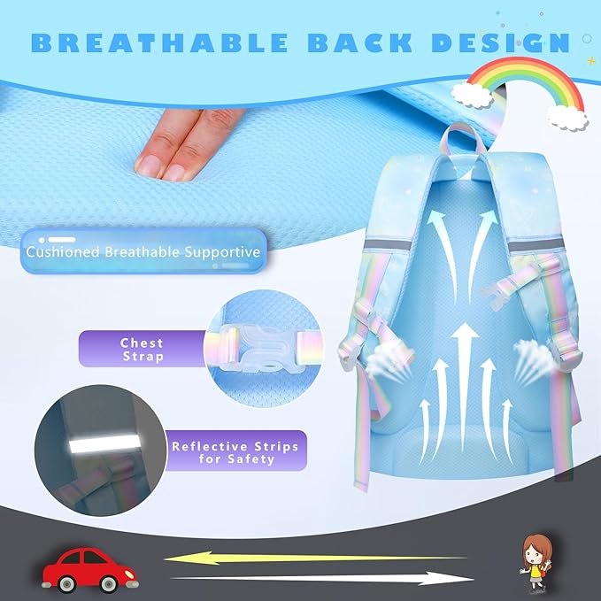 Kids backpacks for girls, bookbag for girls backpack back to school supplies for Kid, school backpack for girl Elementary School Student(Blue Single Bag)
