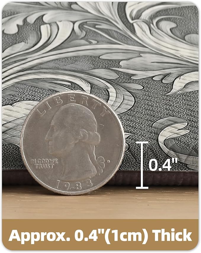 Color&Geometry Floral Kitchen Floor Mat 24x87 Anti Fatigue Easy Clean,Grey | 0.4in Thick Cushioned Standing Mat For Cooking/Working/Laundry, Flower Home Decor, Non Slip PVC Kitchen Rug, Oil/Water Proof