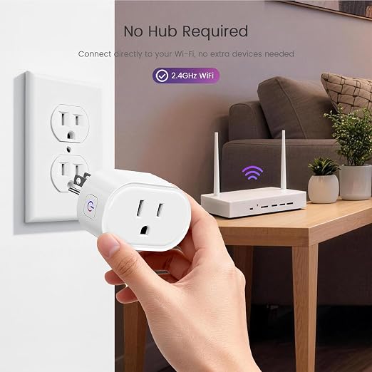 Smart Plug, MOOEGG 2.4GHz WiFi Smart Outlet, Works with Alexa & Google Home, 10A Smart Plug with APP Remote Control, Timer, Countdown & Group Control, No Hub Required, ETL FCC RoHS Certified, White