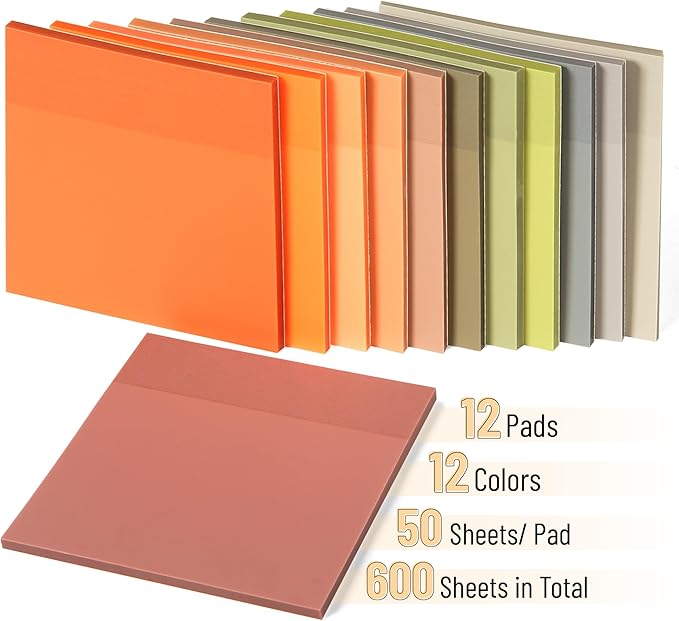 Mr. Pen- Transparent Sticky Notes, 3”x3”, Earthy Colors, 12 Pads, 600 Sheets, Bible Journaling Sticky Notes, See Through Sticky Notes, Translucent Sticky Notes, Stocky Notes for Bible Journaling