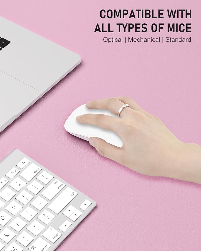 Desk Pad, 30" x 14" PU Leather Non-Slip Desk Mat Large Mouse Pad for Desktop, Waterproof Laptop Computer Writing Mat for Office, Home, Work, Gaming, Pink