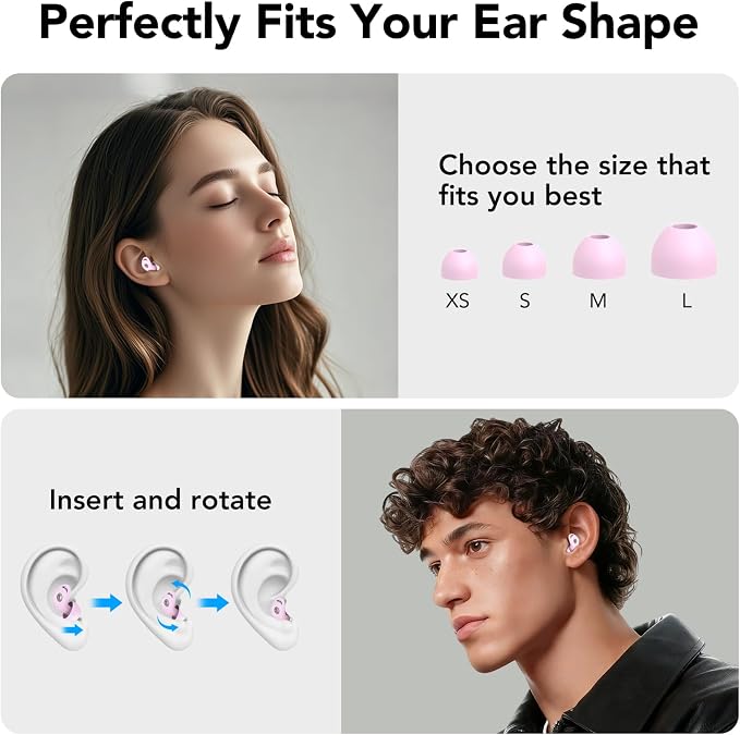 Ear Plugs for Concert,Noise Cancelling Silicone Earplugs for Noise Reduction & Snoring, Concerts,45 dB,Ear Plugs for Sleep, Soft Earplugs Reusable Concert Ear Plug,Hearing Protection with 8 Earpieces