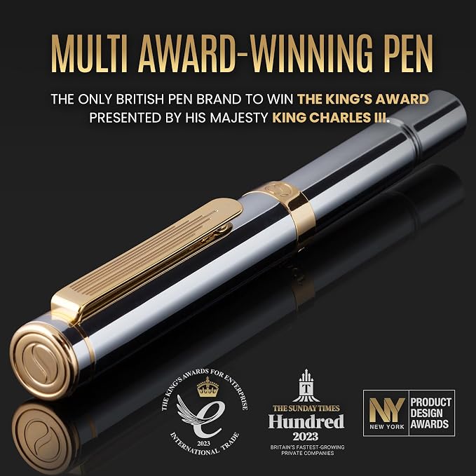 Scriveiner Silver Chrome Rollerball - Award-Winning Heavy Pocket Stunning Luxury Pen, Real Gold Finish, German Schmidt Refill, Best EDC Writing Gift Set for Men & Women, Fancy Designer EDC Roller ball