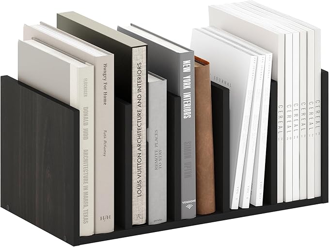 Furinno Hermite File Holder Desk Organizers and Accessories, Black Espresso | Desk Top Vertical Book Shelf, for Office Supplies, Organization