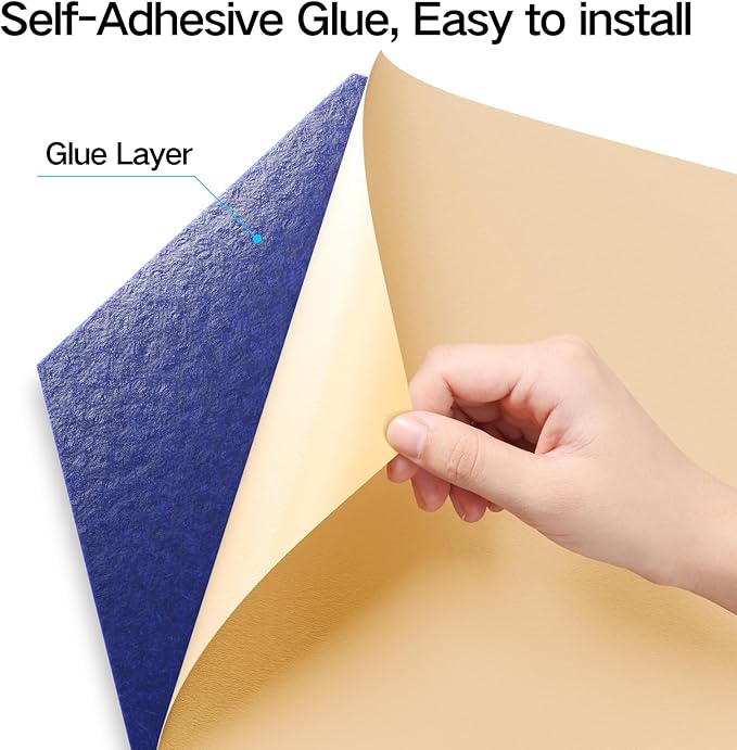 22 Pack Self-Adhesive Acoustic Panels 12" X 10" X 0.4" - Sound Proof Foam Panels with High Density, Hexagonal Design, Flame Resistant, Absorb Noise and Eliminate Echoes(Telecom Blue)