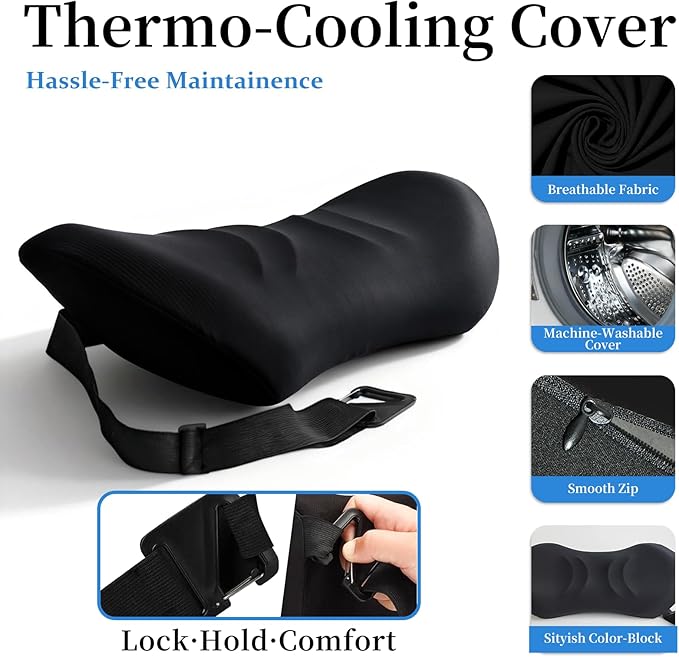 Lumbar Support Pillow for Office Chair - Lumbar Pillow for Car - Ergonomic Lumbar Support Pillow for Car Back Support Cushion
