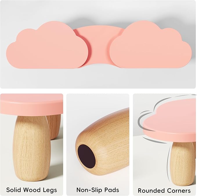AFOOYO Dual Monitor Stand Riser, Adjustable Rainbow Cloud Desktop Organizer for 2 Monitors, Flexible Length & Angle Computer Stand for Laptop, PC, Printer, Home Office Use - Pink