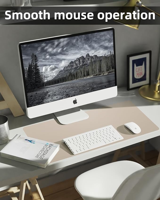 Small Desk Mat,Leather Desk Pad Protector,Desk Mouse pad,Office Desk mat,Laptop Mat for Desk, Non-Slip PU Leather Desk Blotter,Waterproof Desk Writing Pad for Office/Home(31.5"x15.7",Apricot)