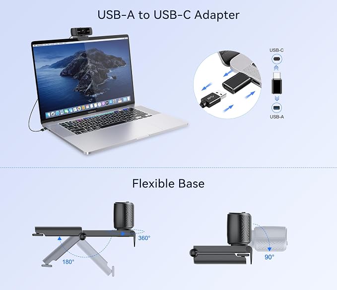 Streaming Webcam for PC - 1080P HD Webcam with Microphone, Privacy Cover, AutoFocus, Noise Cancellation, Auto Light Correction, USB Computer Web Camera, Plug and Play, for Laptop, Desktop, Mac