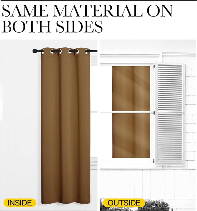 NICETOWN Bedroom Blackout Curtain Panel, 1 Panel, 70 x 84 inch, Gold Brown, Privacy Window Thermal Insulated Blackout Drape/Drapery for Loft, Guestroom