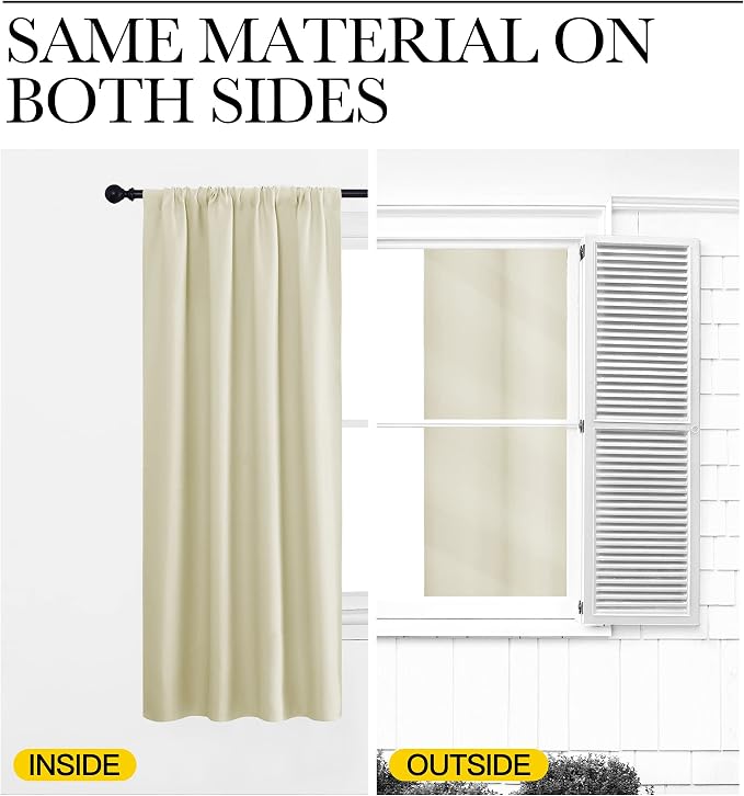 NICETOWN Kitchen Curtains, Short Blackout Curtains & Drapes, Home Decoration Privacy Thermal Insulated Curtains for Unicorn Theam Room (Beige, 42" Wide, 54" Long, 2 PCs)