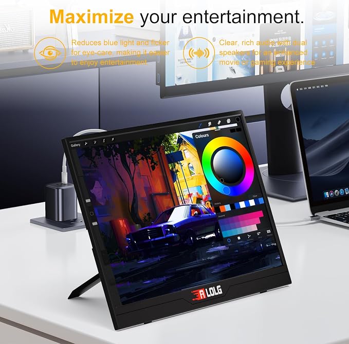 144Hz 16" Portable Monitor,1920×1200 FHD IPS Plug&Play Second External Monitor with USB-C Mini HDMI Port,Second Screen Compatible with PC Phone Mac Xbox PS4/5-Z8