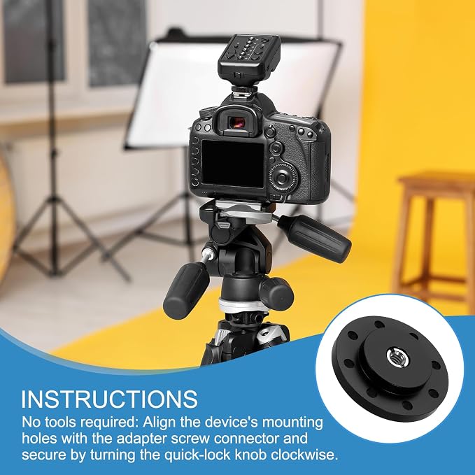 PATIKIL 3/8" Thread Tripod Adapter Holder 30mm Dia, Aluminum Alloy Flange Wall Mount Tripod Mount Plate with 1/4" Adapter Screws for Magic Arm Monitor Light Flash DSLR Camera