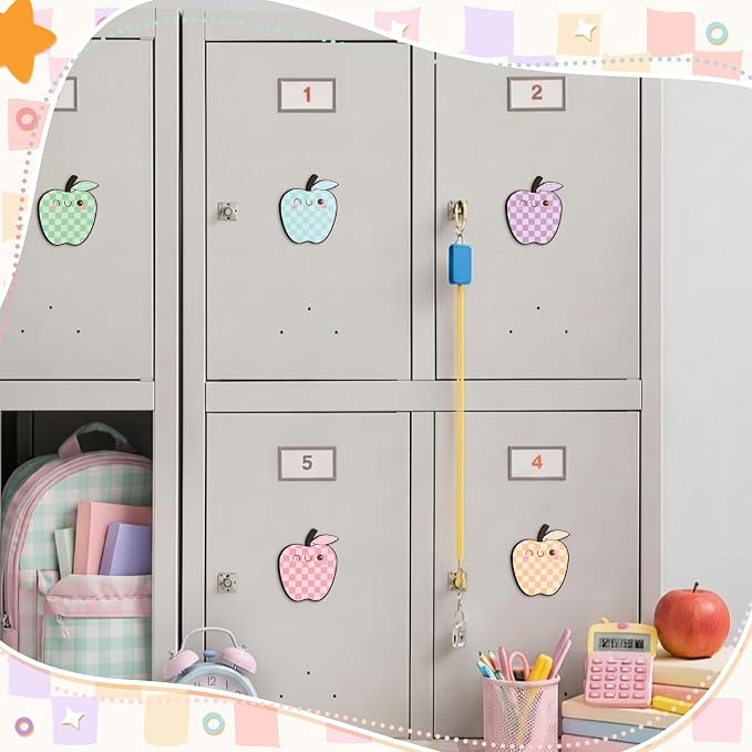 48 Pcs Pastel Fruit Dry Erase Magnetic Labels Colorful Checkerboard Fruit Student Name Tags Magnetic Locker Name Plates Stickers for Back to School Classroom Desks School Whiteboards