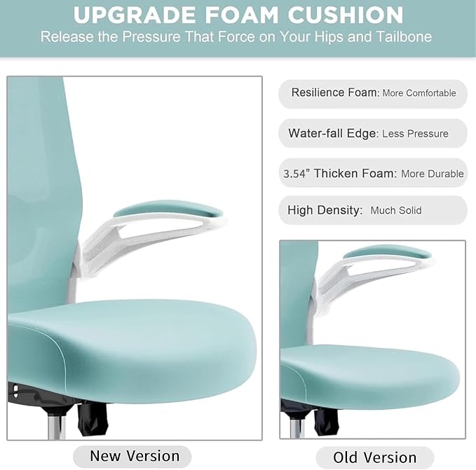 Mimoglad Office Chair, High Back Ergonomic Desk Chair with Adjustable Lumbar Support and Headrest, Swivel Task Chair with flip-up Armrests for Guitar Playing, 5 Years Warranty