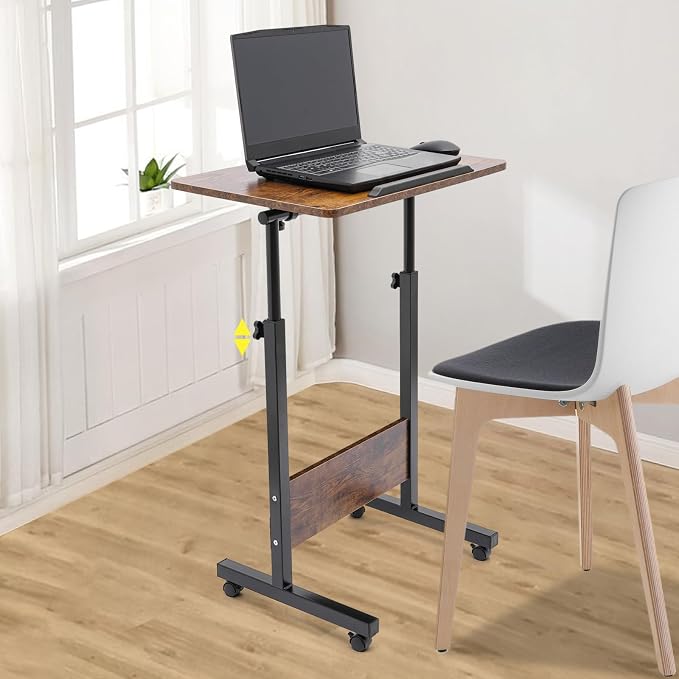 Adjustable Height 32-47in & 180°Angle Mobile Standing Desk Small Desk Portable Foldable Desk for Small Spaces