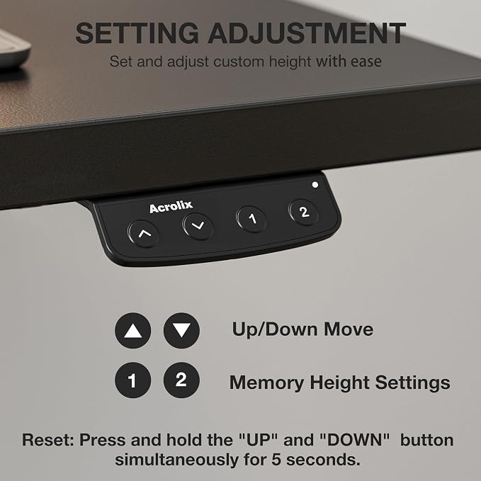 Acrolix Electric Standing Desk, Height Adjustable Home Office Desk with Memory Presets & Cable Management,Black Sit Stand Desk for Work from Home, Ergonomic Computer Desk (55" x 24")