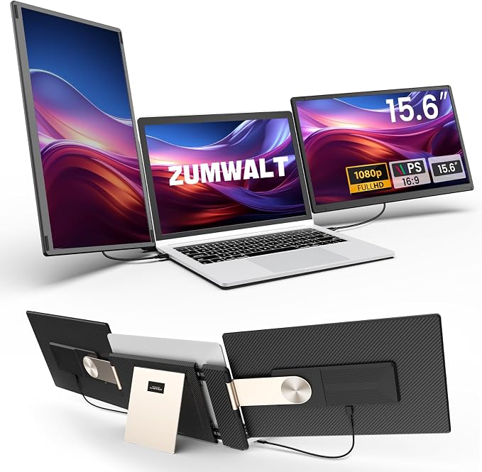 15.6" Laptop Screen Extender, 1080P FHD Laptop Monitor Extender, 235° Rotating Detachable Dual Monitor, Plug & Play Triple Screen for 13"-17.3" Laptops, Compatible with Mac/Windows/Android & Dex