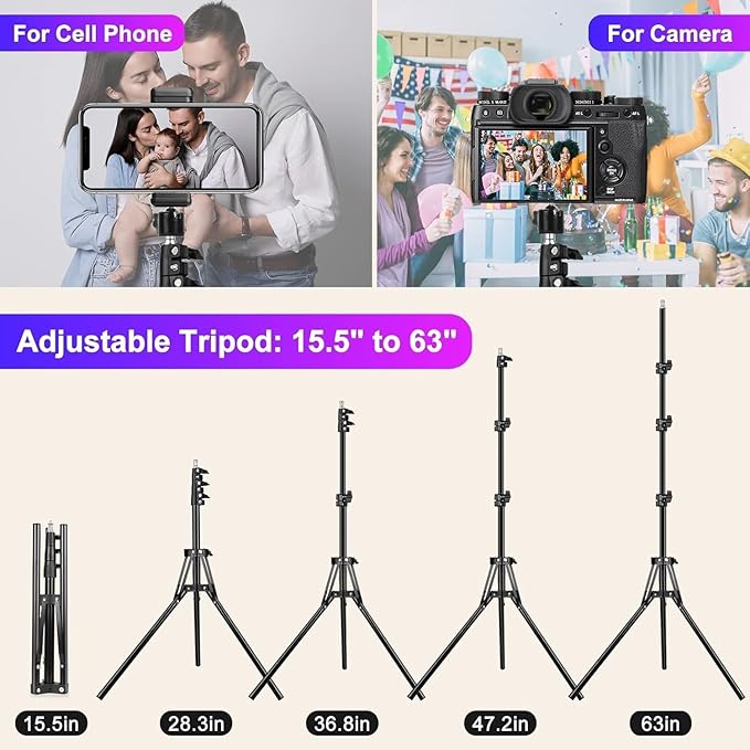 10.3" Ring Light with Tripod and Phone Holder, Selfie Ring Light with 51 Color Modes, Circle Lighting for iPhone, Dimmable LED Phone Ringlight with Stand for Makeup/Video Recording/Photography/TikTok