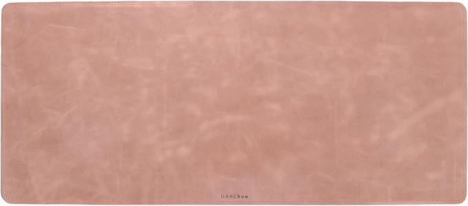 Full Grain Genuine Leather Desk Pad – Rose Pink (L) - Premium Desk Mat with Non-Slip Backing, Thick 3mm, Office Desk Protector for Work & Gaming (Large 27.6 x 11.8 inch)
