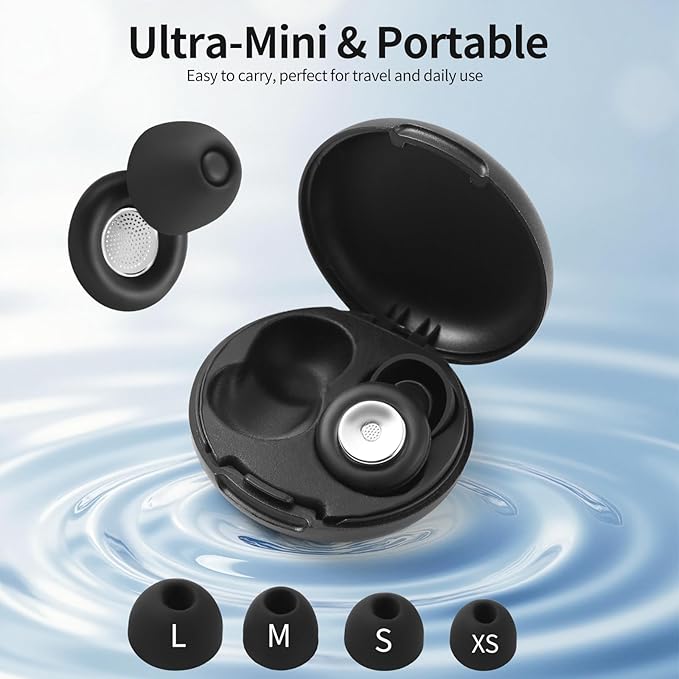 Ear Plugs for Sleeping Noise Cancelling, Ultralight Silicone Earplugs for Concert, Hearing Protection Earplugs for Work, Travel, Airplane, Reusable, Perfect for Focus and Relaxation(Black)