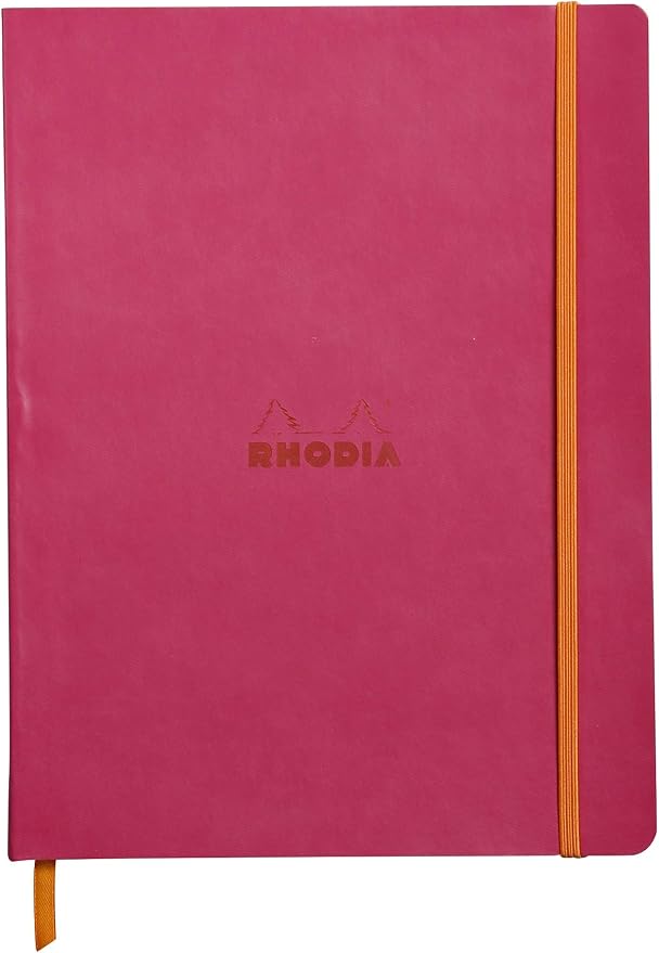 Rhodia Rhodiarama SoftCover Notebook - 80 Dots Sheets - 9 3/4 x 7 1/2 - Raspberry Cover, 117562C