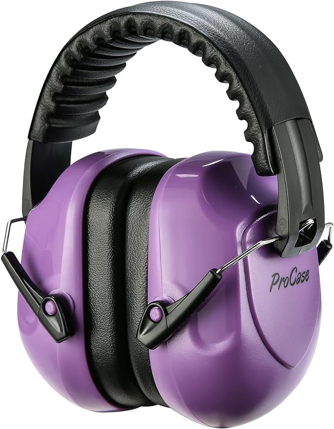 ProCase NRR 28dB Noise Reduction Ear Muffs, Foldable Adjustable Passive Noise Cancelling Headphones for Adults Kids Autism, Hearing Protection for Shooting, Construction, Mowing, Studying -Pure Purple