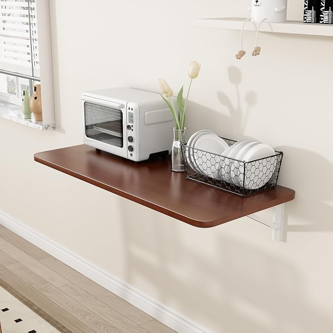 Wall Mounted Laundry Room Folding Table，Fold Down Desk for Small Spaces |Office|Study|Work Bench|Kitchen Dining Restaurant| Home Bar | Waterproof Easy to Install and Clean 39.4"×19.7"