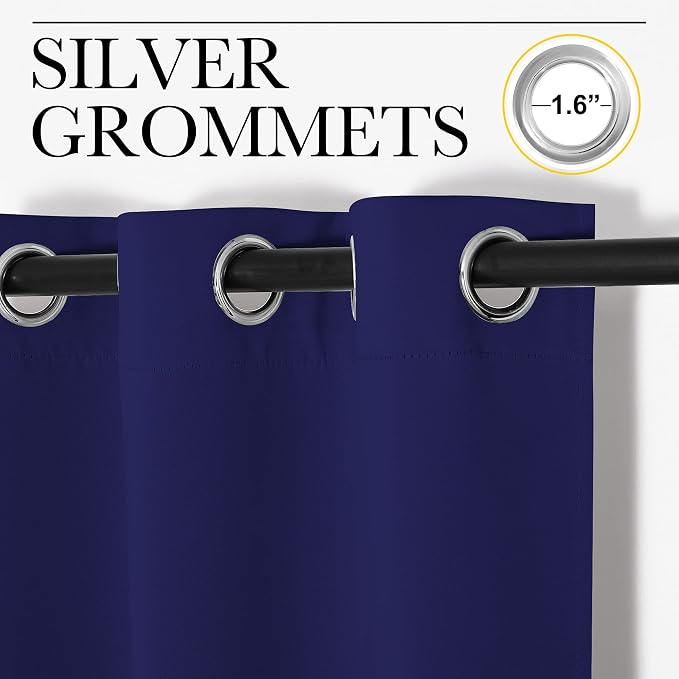 NICETOWN Navy Blue Blackout Curtains 68 inches Length for Laundry Room, 2 Panels, 42" Wide, Thermal Insulated Decoration Drapes for Office Window