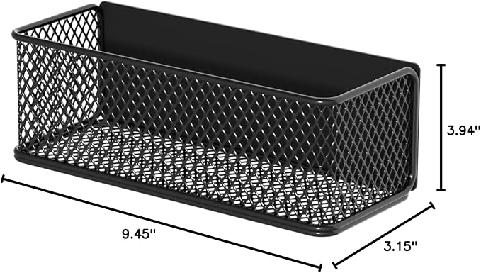 Buyyyit Magnetic Basket Bins Fridge Organizer Pencil Holder - Whiteboard Accessories for Home Kitchen Organization (Mesh Black-High)