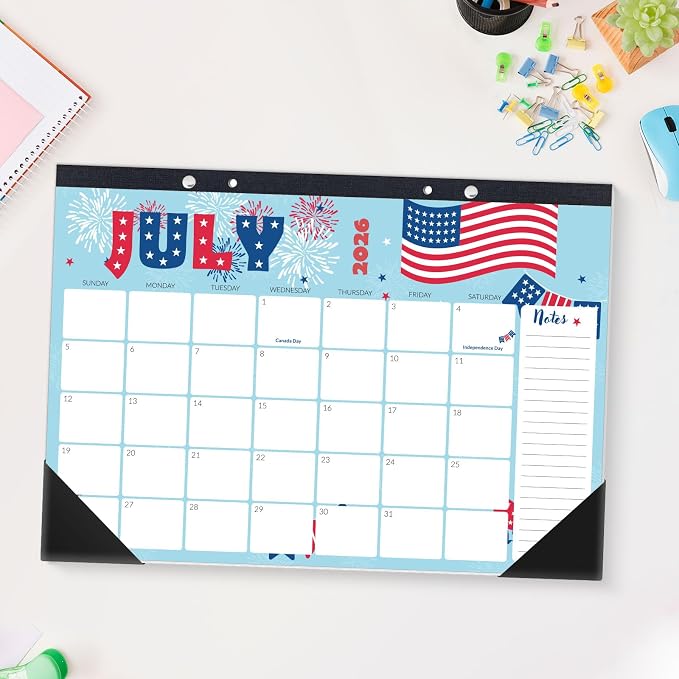 SUNEE Desk Calendar 2026 17x12, 18 Months, Apr. 2026 to Sep. 2027, Academic Calendar 2026-2027, School Year Large Desktop Calendar Monthly for Teacher, Cute with Note
