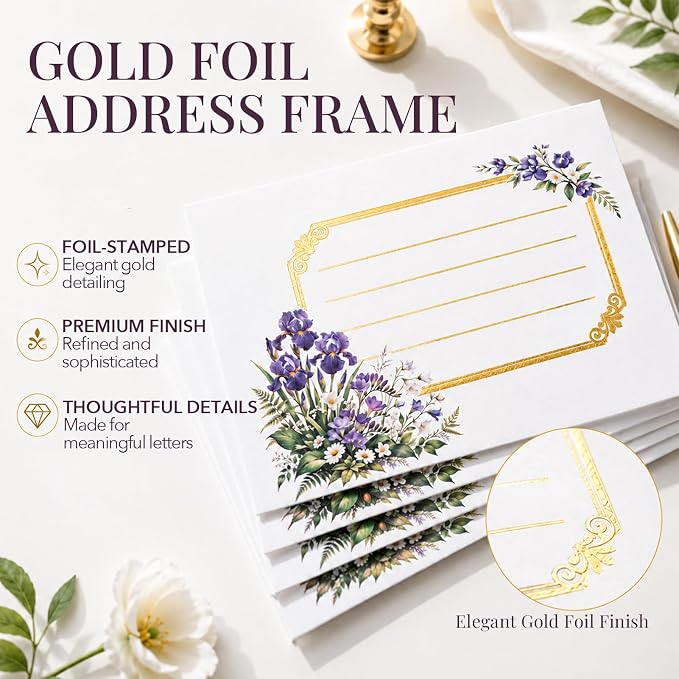 Elegant Floral Stationary Set Letter and Envelopes with 4 Unique Designs, Lined Letter Writing Stationery Paper and Envelopes Set, Letter Writing Kit, Cute Stationery Set for Women