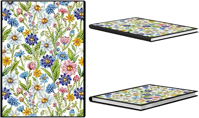 FRANDEK Diamond Art Painting Notebook Kit, Flower Bush A5 DIY Journal with 50 Blank Pages, Crystal Rhinestone Cover with Waterproof Canvas, Beginner Craft Set with Full Tools for Adults
