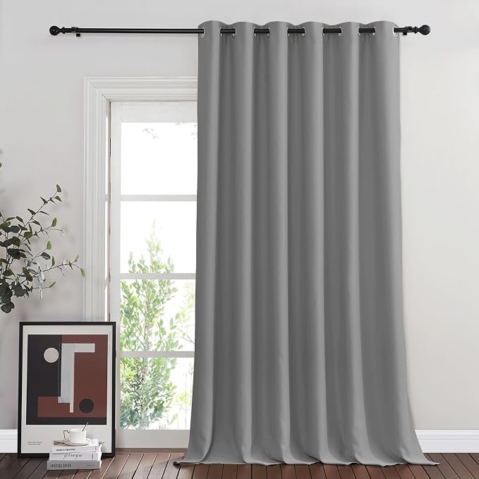 NICETOWN Blackout Curtains & Drapes - Privacy Thermal Efficiency Backdrop Curtains for Bedroom Room Divider Living Room Patio Sliding Glass Door, Wide 80 x Long 144 inch, Silver Grey, 1 Panel