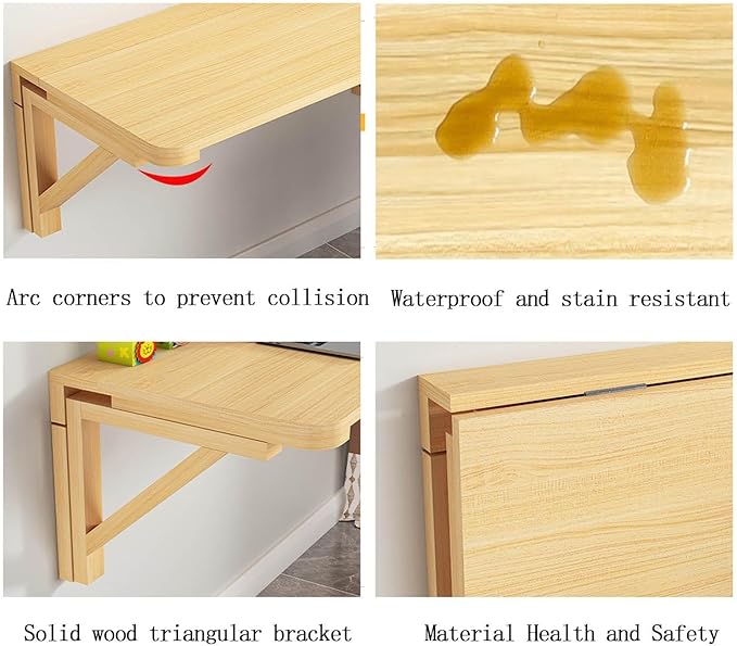 Solid Wood Folding Table, Wall Mounted Table, Dining Table, Wall Mounted Computer Desk, Study Desk, Wall Mounted Desk, Wall Mounted Desk, Foldable Table on The Wall,60 * 40cm/23.6 * 15.7in